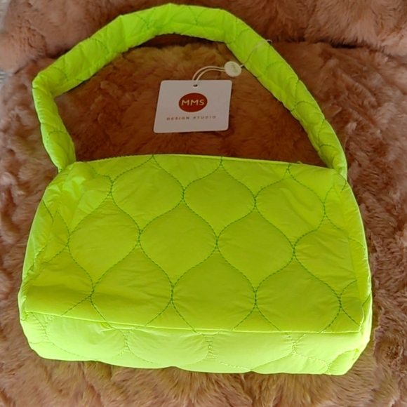 NWT Neon Green Quilted Handbag - Picture 1 of 12